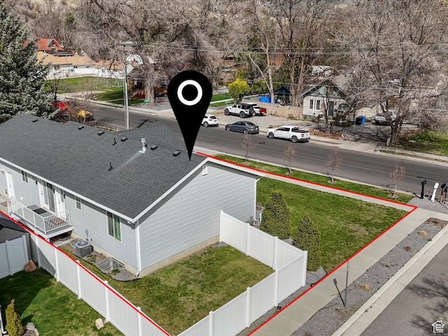 131 Crockett Ave, Logan, UT 84321 - aerial view of property and surrounding area featuring property boundaries highlighted