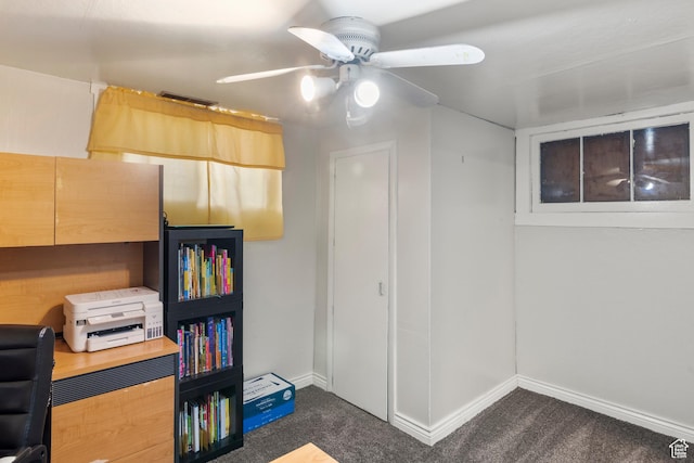 268 S Main St, Malad City, ID 83252 - office space with ceiling fan, dark colored carpet, and baseboards