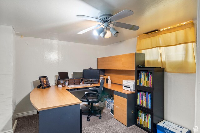 268 S Main St, Malad City, ID 83252 - carpeted home office featuring visible vents and ceiling fan