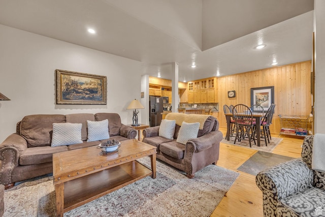 5424 Bobsled Blvd Unit T2, Park City, UT 84098 - living area with recessed lighting, wooden walls, and light wood-style flooring