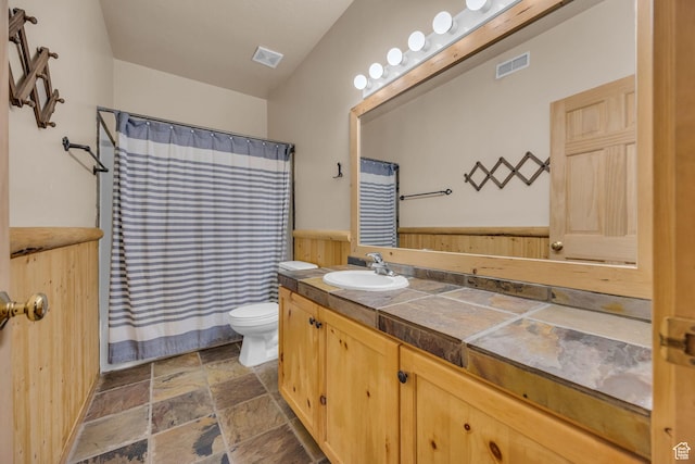5424 Bobsled Blvd Unit T2, Park City, UT 84098 - full bath with vanity, visible vents, stone tile floors, and toilet