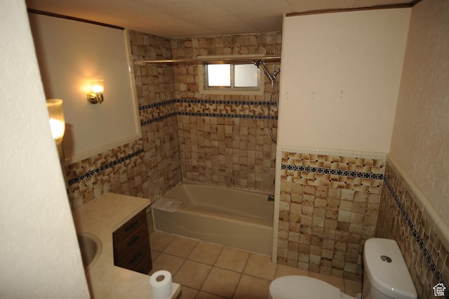 295 E 100 S, Centerfield, UT 84622 - bathroom featuring toilet, tile patterned flooring,  shower combination, and tile walls