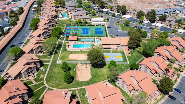 aerial view with a residential view