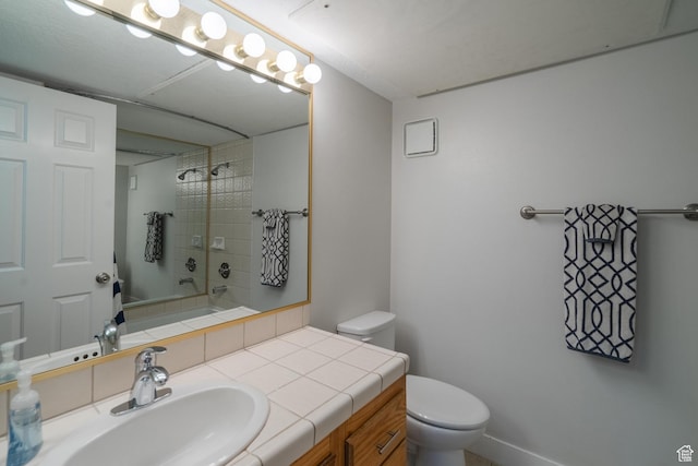 full bathroom featuring toilet, vanity, and shower / bath combination