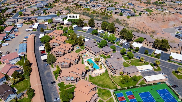 aerial view with a residential view