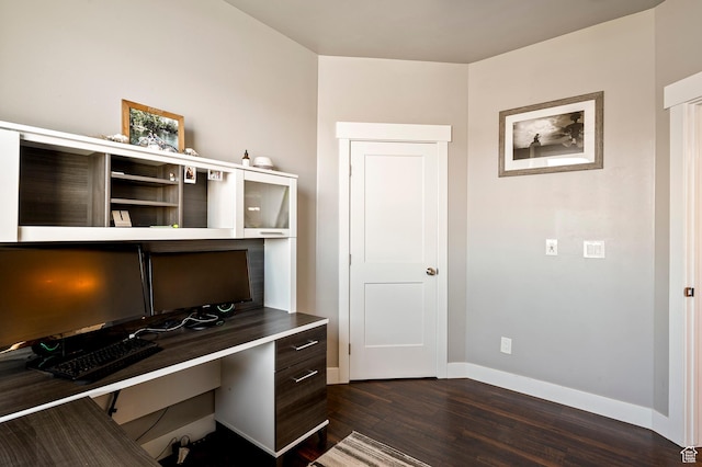 5185 N 600 E, Enoch, UT 84721 - office with built in desk, baseboards, and dark wood-style flooring
