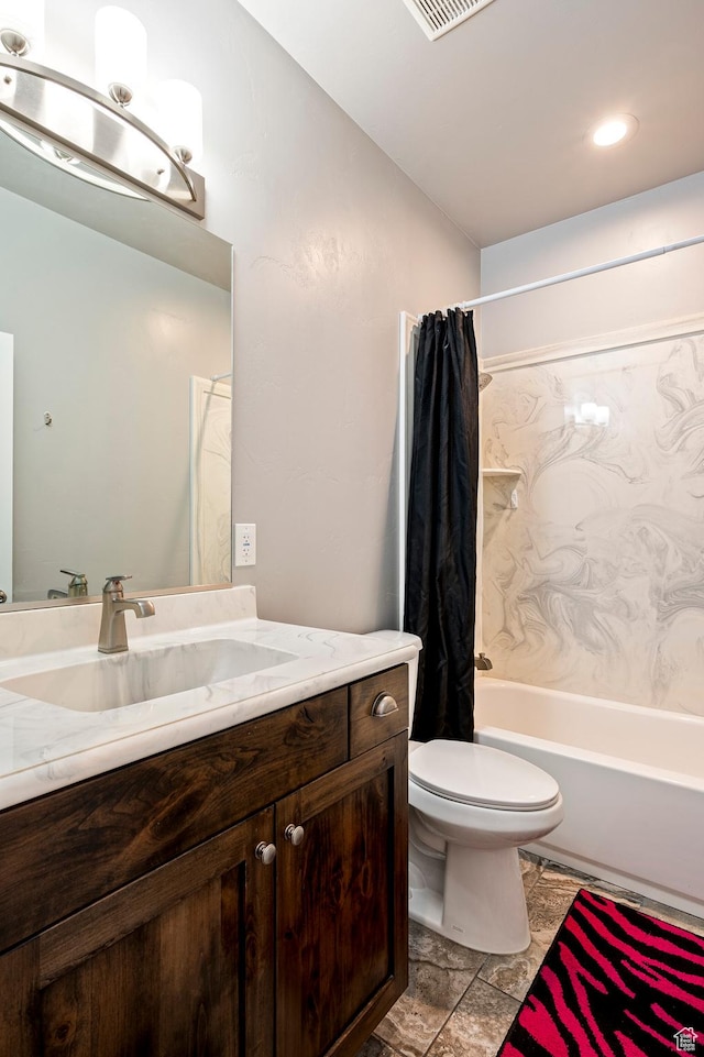 5185 N 600 E, Enoch, UT 84721 - full bathroom with toilet, shower / bath combo with shower curtain, and vanity