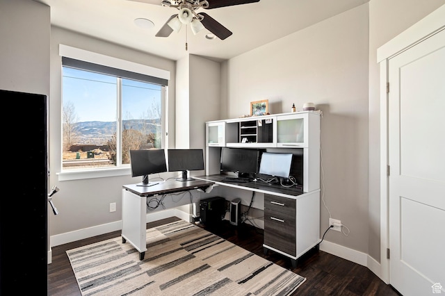 5185 N 600 E, Enoch, UT 84721 - office featuring dark wood-style floors, baseboards, and a ceiling fan
