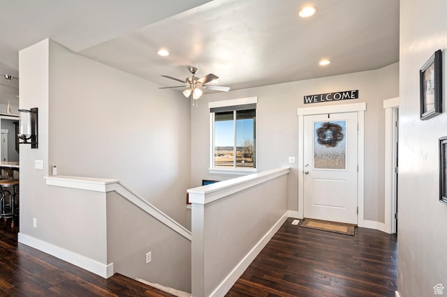 5185 N 600 E, Enoch, UT 84721 - foyer featuring recessed lighting, ceiling fan, baseboards, and wood finished floors