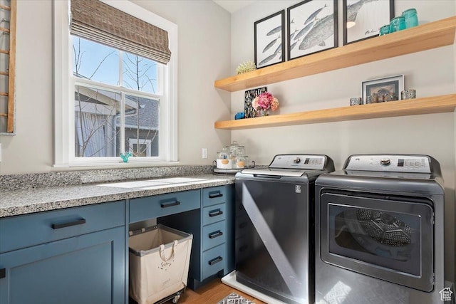 laundry room with washer and dryer and laundry area