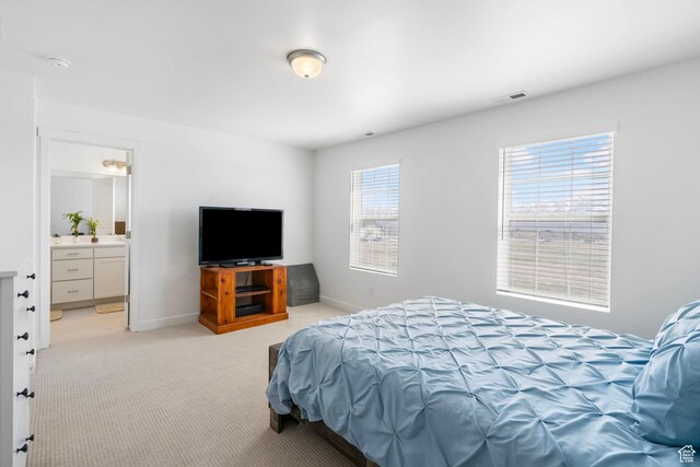 11612 S Watercourse Rd W, South Jordan, UT 84009 - bedroom featuring light carpet, baseboards, and visible vents