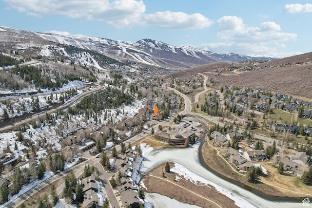 1335 Deer Valley Dr S, Park City, UT 84060 - snowy aerial view featuring a mountain view and a residential view