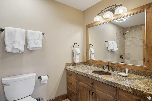 1335 Deer Valley Dr S, Park City, UT 84060 - bathroom featuring visible vents, baseboards, a tile shower, toilet, and vanity