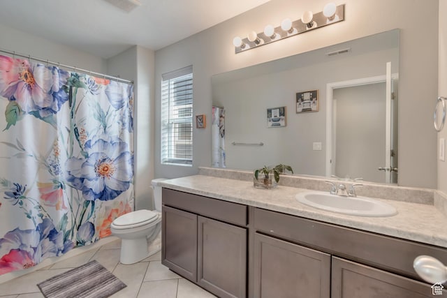 15191 S Ronaldo Ln, Herriman, UT 84096 - bathroom featuring tile patterned flooring, vanity, visible vents, and toilet