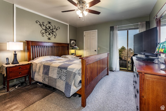 1357 E Ridgewood Ln S, Bountiful, UT 84010 - carpeted bedroom featuring access to exterior and a ceiling fan