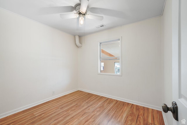 1489 W 300 S, Salt Lake City, UT 84104 - spare room featuring visible vents, ceiling fan, light wood finished floors, and baseboards
