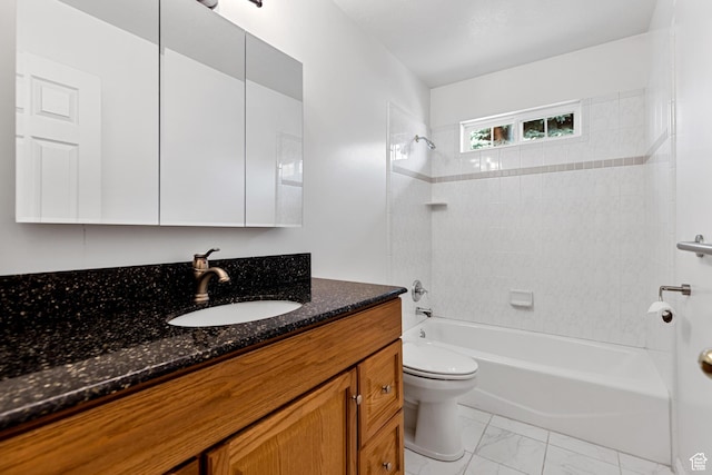 1181 W 4550 S Unit 26, Riverdale, UT 84405 - bathroom with toilet, shower / bathtub combination, vanity, and marble finish floors