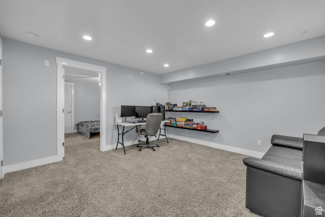 358 W Bricker Rd, Draper, UT 84020 - carpeted home office featuring recessed lighting and baseboards