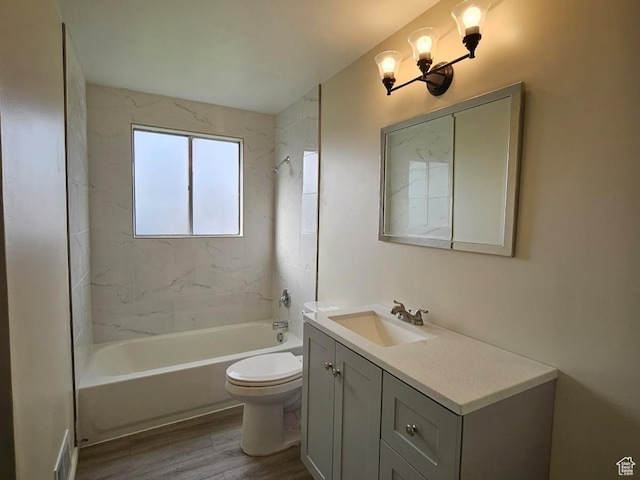 794 N Amethyst St, Layton, UT 84041 - full bath with a notable chandelier, vanity, toilet, bathtub / shower combination, and wood finished floors