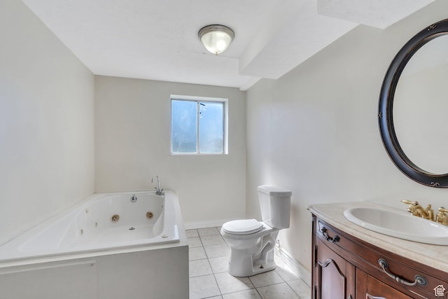 794 N Amethyst St, Layton, UT 84041 - full bath with baseboards, toilet, a jetted tub, vanity, and tile patterned flooring