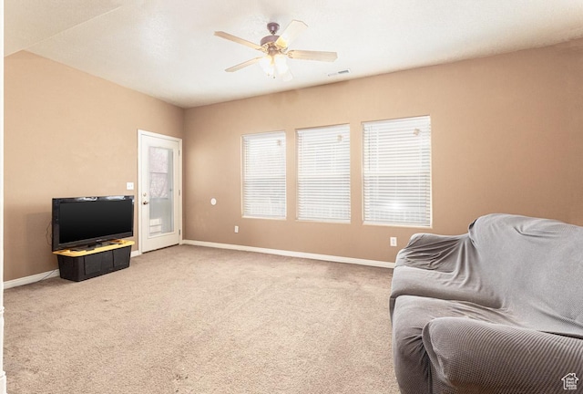 280 N Beacon Dr W, Cedar City, UT 84720 - sitting room with carpet flooring, visible vents, baseboards, and a ceiling fan