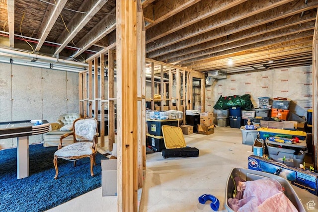 view of unfinished basement