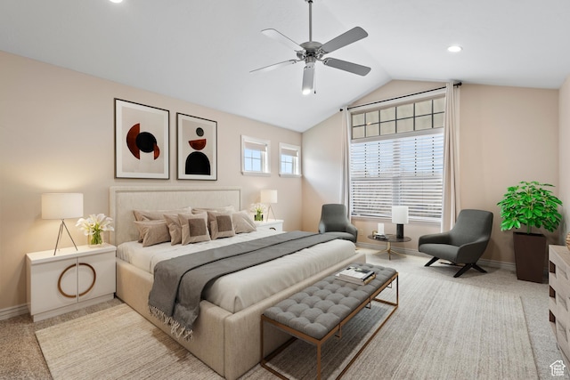 763 S Silver Leaf Dr, Mapleton, UT 84664 - bedroom with recessed lighting, carpet flooring, baseboards, and vaulted ceiling