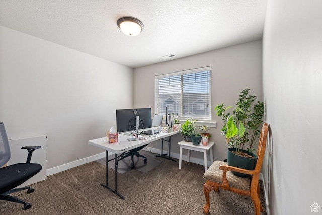 2046 W Fairway Ln, Orem, UT 84058 - home office with carpet flooring, visible vents, baseboards, and a textured ceiling