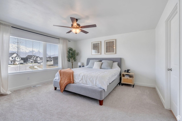 929 S 950 W, American Fork, UT 84003 - bedroom featuring light carpet, ceiling fan, baseboards, and visible vents