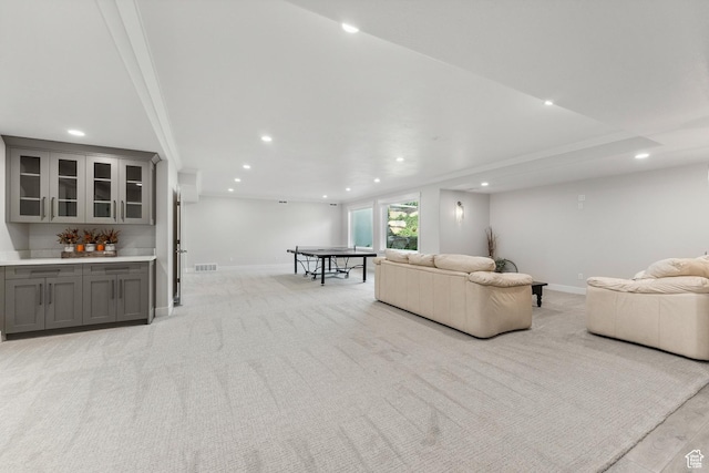1375 S Red Filly Rd, Heber City, UT 84032 - living area with light carpet, baseboards, and recessed lighting