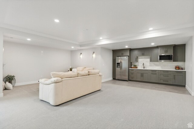 1375 S Red Filly Rd, Heber City, UT 84032 - living area with light carpet, baseboards, and recessed lighting