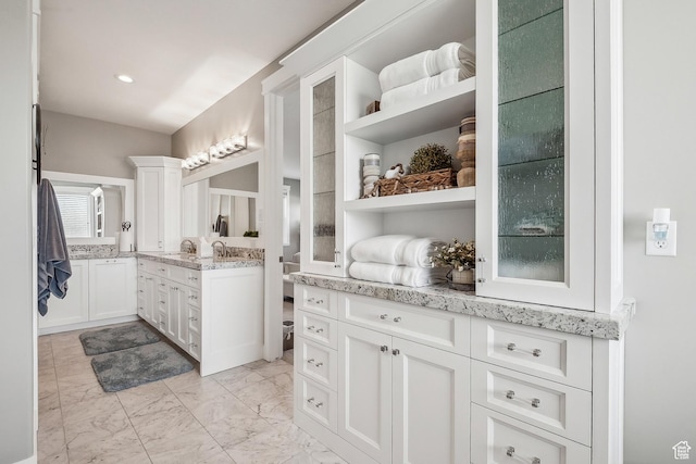 1375 S Red Filly Rd, Heber City, UT 84032 - full bath featuring recessed lighting, vanity, and marble finish floor