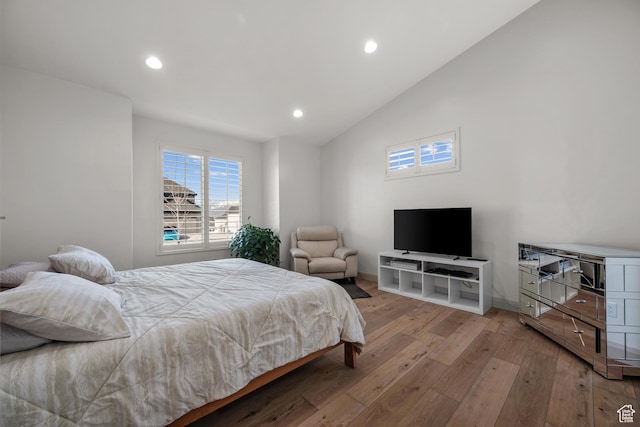 814 N 1490 E, Heber City, UT 84032 - bedroom with recessed lighting, light wood-style floors, and vaulted ceiling