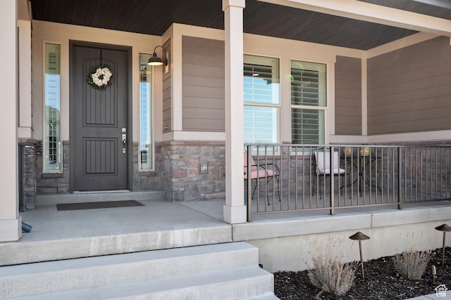 814 N 1490 E, Heber City, UT 84032 - property entrance with a porch and stone siding