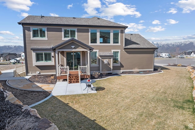 814 N 1490 E, Heber City, UT 84032 - rear view of property with fence, a yard, roof with shingles, and a mountain view