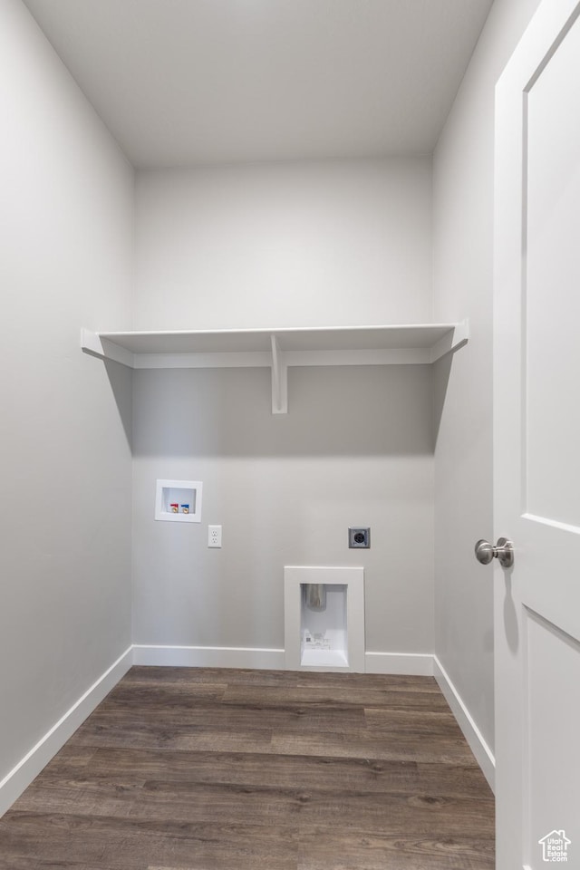 3778 S 4250 W Unit 435, West Haven, UT 84401 - washroom featuring hookup for an electric dryer, dark wood-style flooring, and hookup for a washing machine