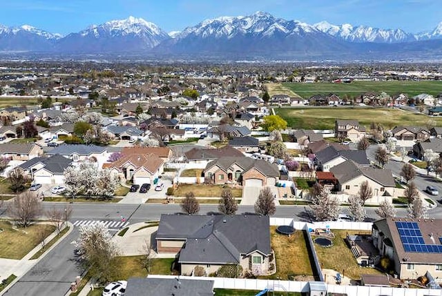 bird's eye view with a mountain view and a residential view