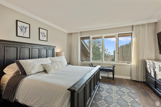 819 N Juniperpoint Dr, Salt Lake City, UT 84103 - bedroom with crown molding, baseboards, and dark wood-style floors