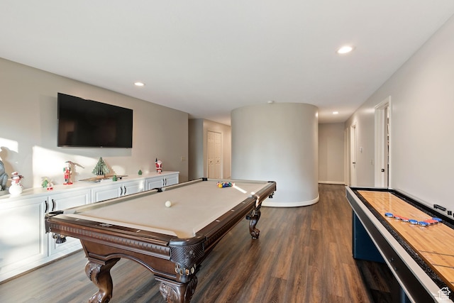 819 N Juniperpoint Dr, Salt Lake City, UT 84103 - recreation room with dark wood-style flooring, pool table, and recessed lighting