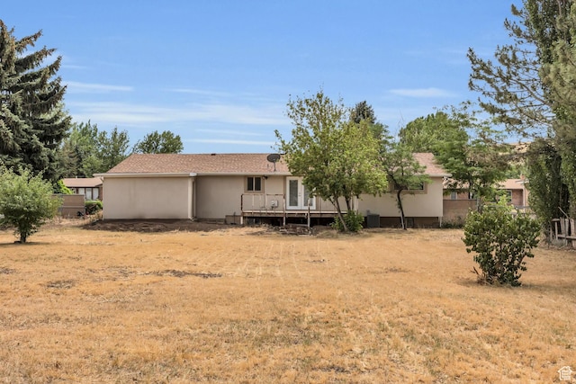 1962 E 7700 S, South Weber, UT 84405 - rear view of property featuring central air condition unit and stucco siding