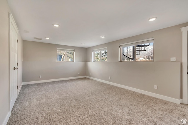 11968 N Ithica Dr, Highland, UT 84003 - basement featuring visible vents, baseboards, recessed lighting, and carpet flooring