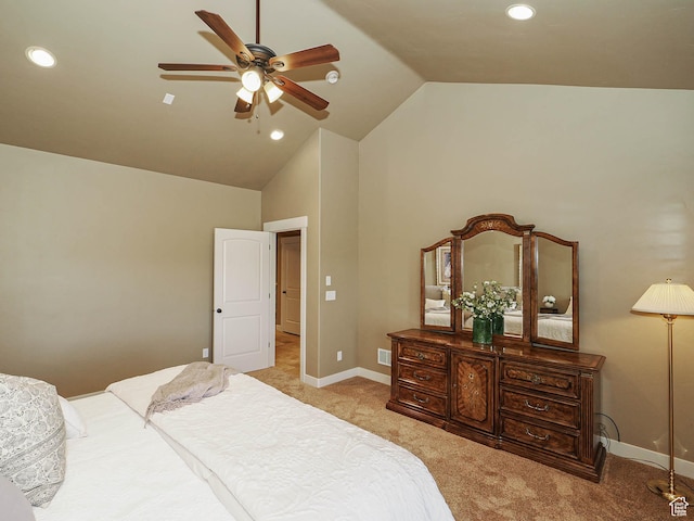 220 S 1970 E, Heber City, UT 84032 - bedroom with baseboards, a ceiling fan, recessed lighting, carpet flooring, and lofted ceiling