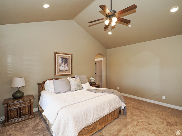 220 S 1970 E, Heber City, UT 84032 - bedroom with arched walkways, carpet flooring, baseboards, and vaulted ceiling
