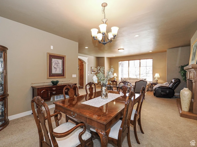 220 S 1970 E, Heber City, UT 84032 - dining room featuring an inviting chandelier, baseboards, carpet, and recessed lighting
