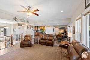 8836 W 3200 S, Cedar City, UT 84720 - carpeted living area featuring a ceiling fan
