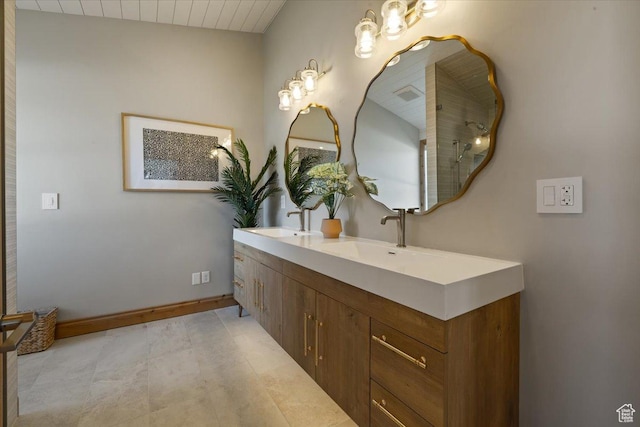 1178 W 13040 S, Riverton, UT 84065 - full bathroom with a shower, double vanity, baseboards, and a sink