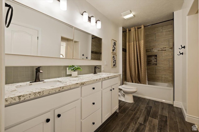 1178 W 13040 S, Riverton, UT 84065 - full bathroom featuring shower / tub combo, toilet, wood finished floors, and a sink