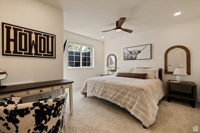 1178 W 13040 S, Riverton, UT 84065 - bedroom with recessed lighting, ceiling fan, baseboards, and light carpet