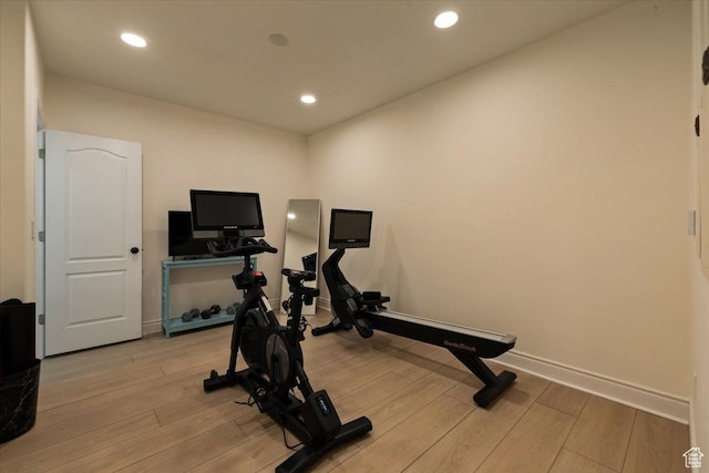 1178 W 13040 S, Riverton, UT 84065 - workout room with baseboards, recessed lighting, and light wood-style floors