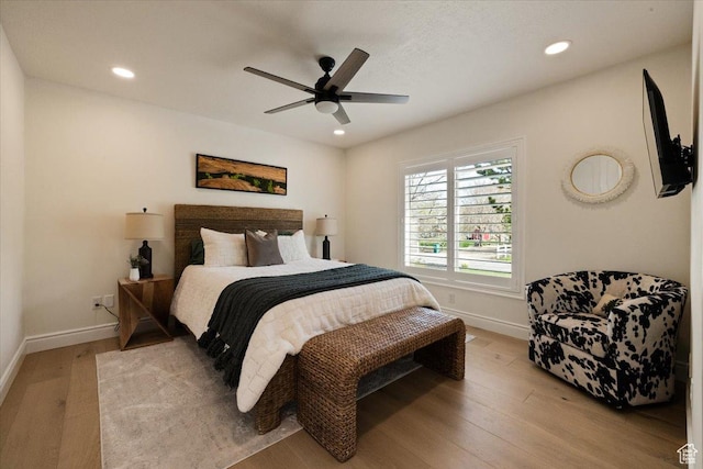 1178 W 13040 S, Riverton, UT 84065 - bedroom with ceiling fan, baseboards, light wood finished floors, and recessed lighting